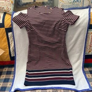Tommy Hilfiger Burgundy and White Striped Dress